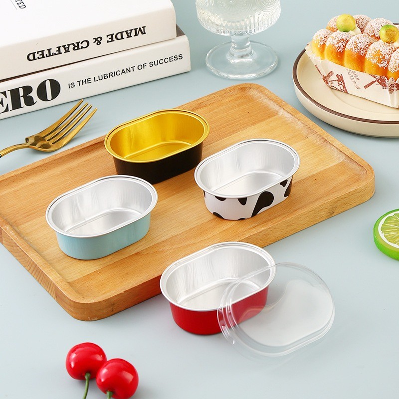 ถ้วยฟอยล์ ถ้วยอบขนม ถ้วยพุดดิ้ง ถ้วยเค้ก มีฝาปิด พิมพ์ขนมรูปไข่ 68ml ช้กับเตาอบได้ ใช้ในร้านเบเกอรี่ - รูปที่ 7