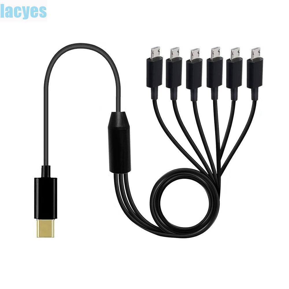 LACYES สายแยก USB C, 6 in 1 Type-C Micro-USB Multi USB C ถึง USB C สาย, แบบพกพา USB Y Splitter 50cm8