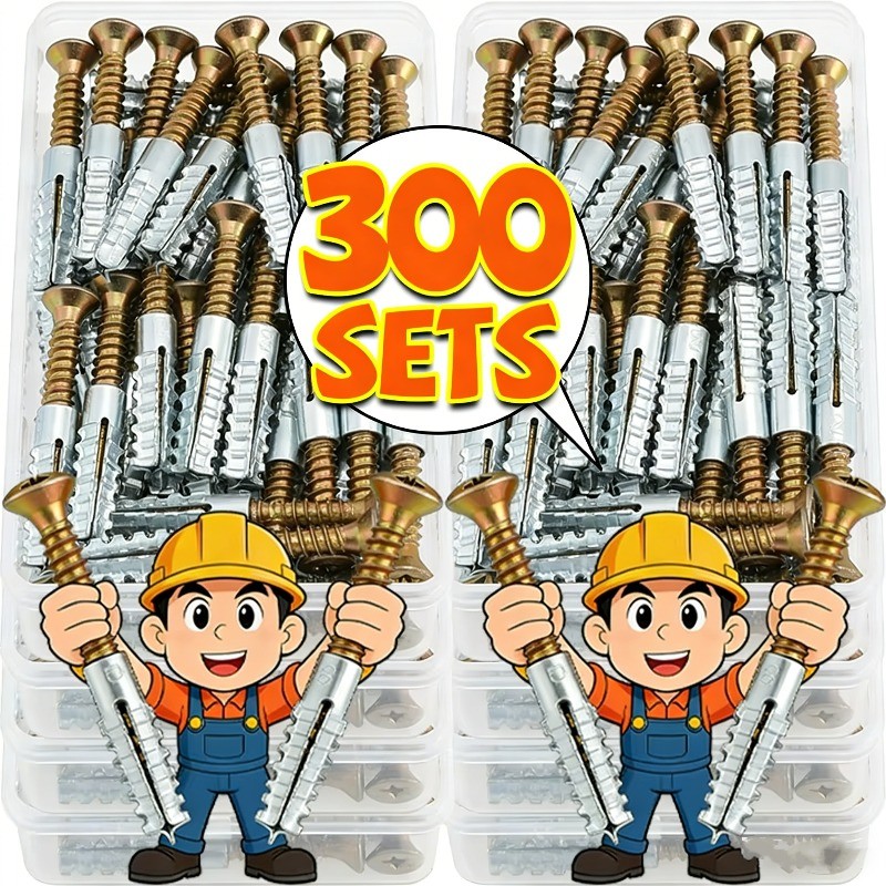 50/100/200/300 ชุดสกรูแตะตัวเองเหล็กหยัก - ท่อขยายโลหะปลั๊กเจาะท่อ - สมอผนังคอนกรีตชุดสลักเกลียวยึด