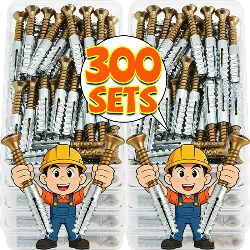 50/100/200/300 ชุดสกรูแตะตัวเองเหล็กหยัก - ท่อขยายโลหะปลั๊กเจาะท่อ - สมอผนังคอนกรีตชุดสลักเกลียวยึด