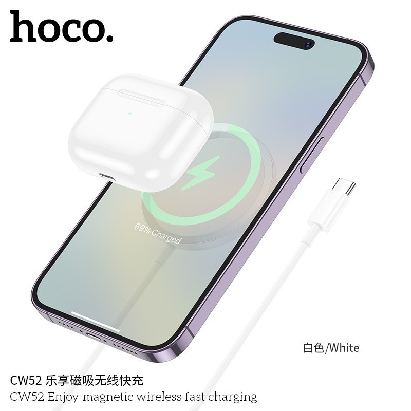 HOCO CW52 แท่นชาร์จไร้สาย ระบบแม่เหล็ก Qi 2in1 จ่ายไฟ 15W สำหรับ สมาร์ทโฟน หูฟังไร้สาย รองรับ iOS แท่นชาร์จหูฟัง - รูปที่ 3