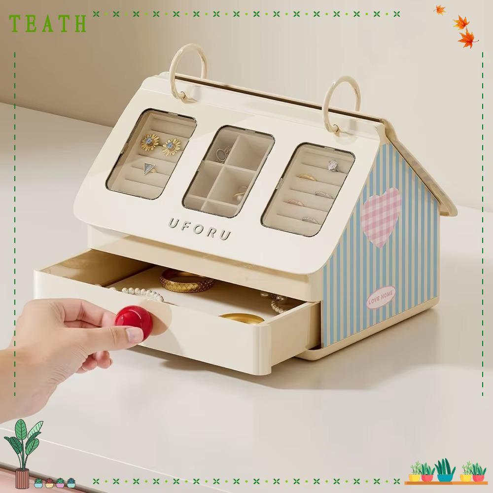 กล่องเก็บสร้อยคอต่างหู ทีath, กล่องเก็บของแบบลิ้นชักตั้งโต๊ะหลายช่องหน้าต่าง, ของขวัญในอุดมคติ|สีควา