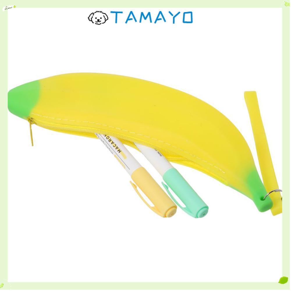 TAMAYO Banana Zero Wallet, Yellow Banana Shape Silicone Pen Bag, Multifunctional 2.36*7.87 นิ้ว Sili