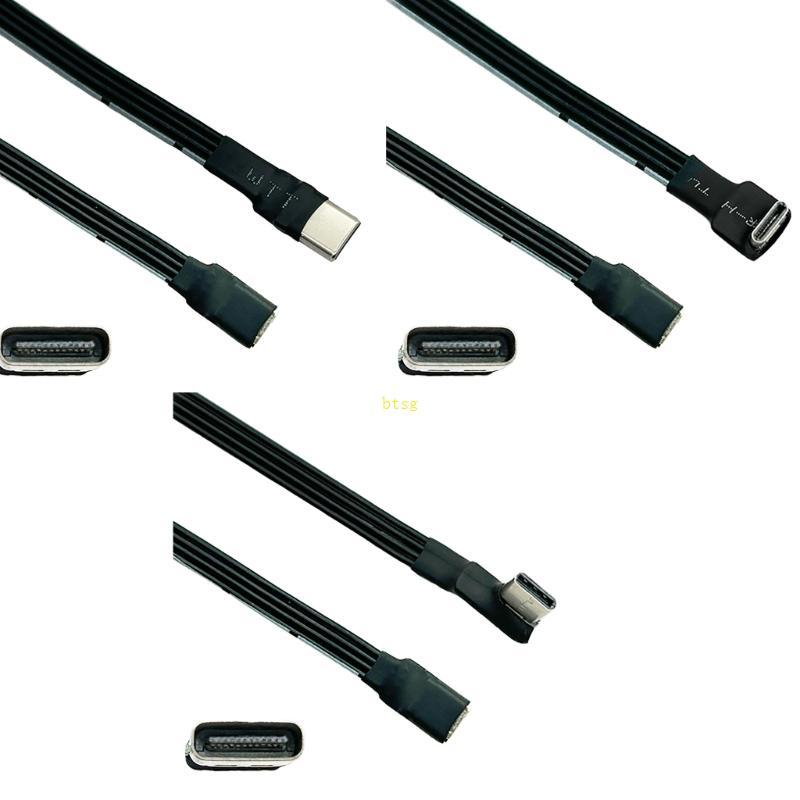 Btsg USB C ชายเป็น USB C หญิงสายต่อ 90 องศาริบบิ้นแบนสาย USB C