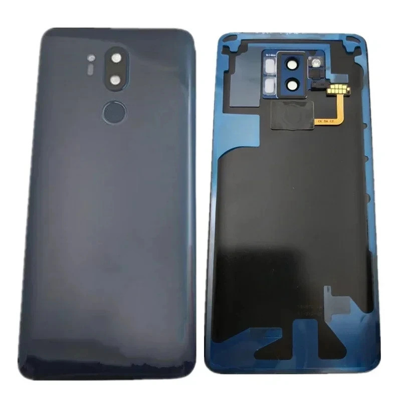 Glass Back Battery Cover Door Panel Housing Case with Camera Lens+Fingerprint Button Replacement for