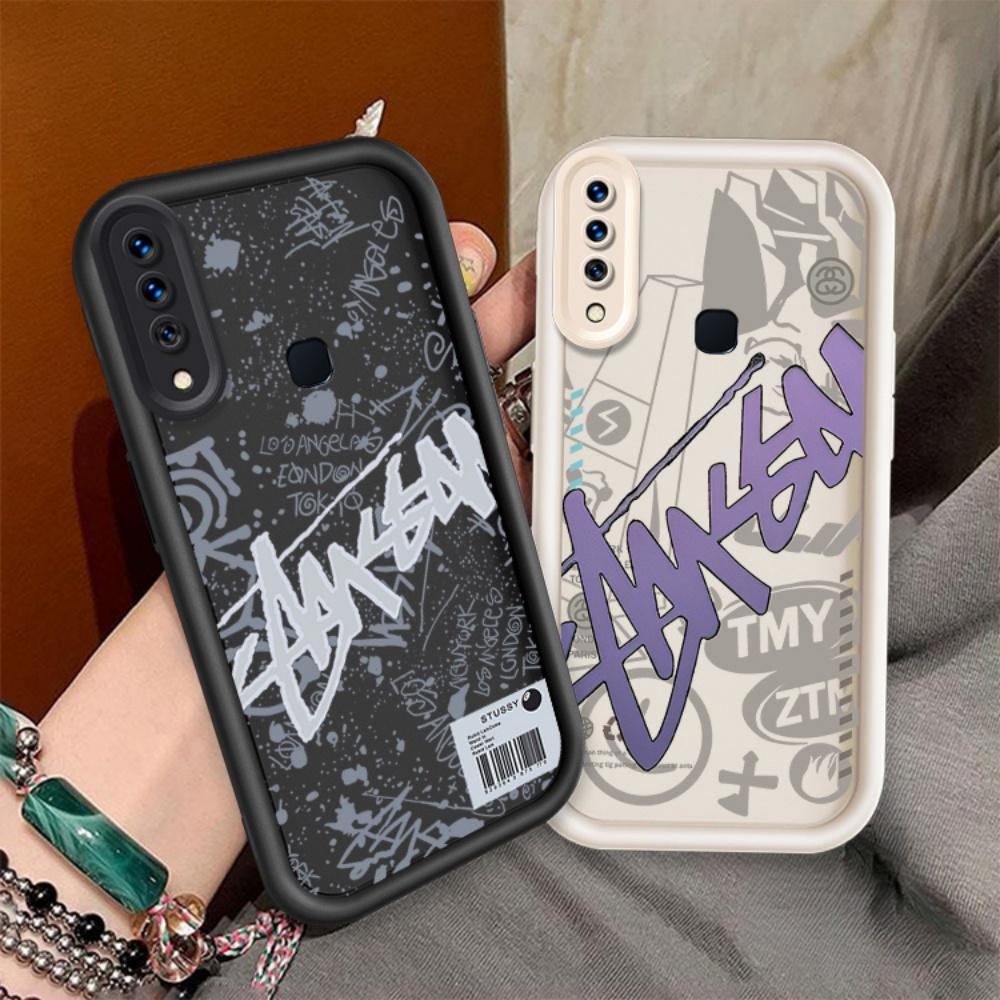 ปลอกคู่โทรศัพท์สําหรับ VIIVO Y17 Y15 Y12 Y12i Y11 2019 น่ารักการ์ตูนซิลิโคนภาษาอังกฤษบิลเลียด Graffi