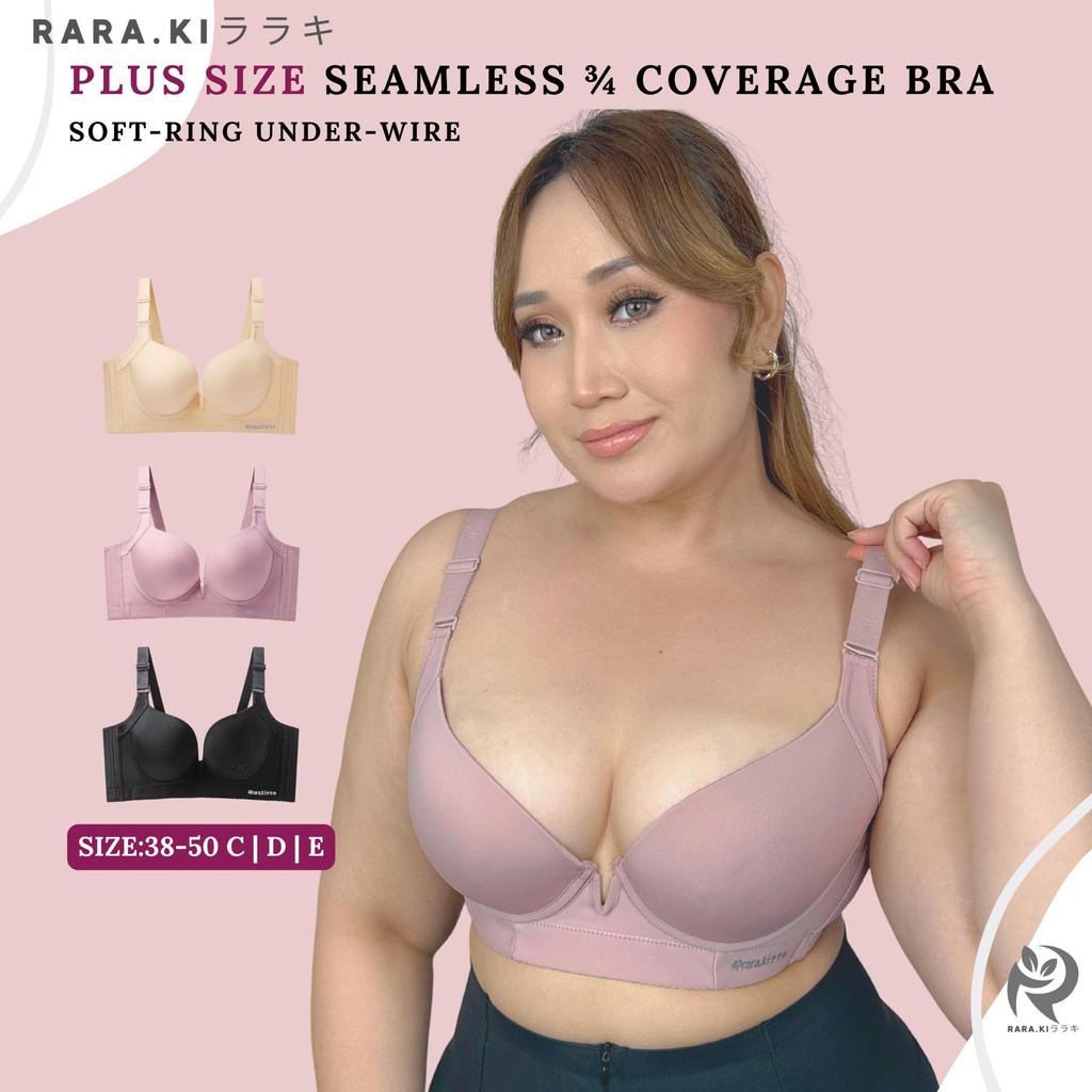 RARAKI PSFF 098 (Updated 001) Plus Size Bra Seamless 3/4 Coverage Size 38-50 C/D/E Cup Soft-Ring Wir