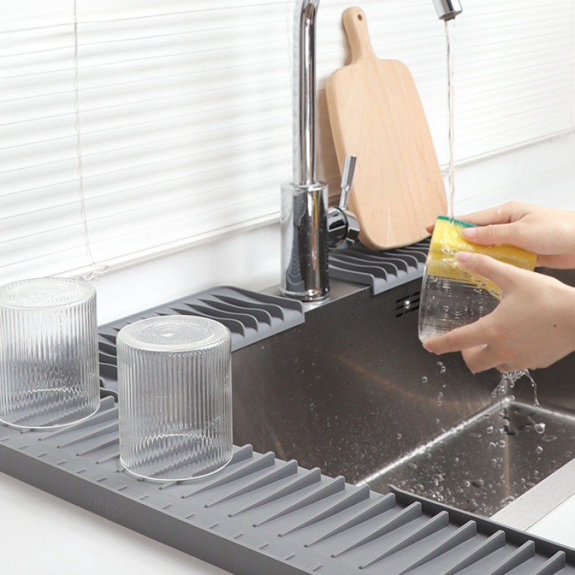 ซิลิโคนอ่างล้างจานแผ่นระบายน้ําพับขอบสาดหลักฐานก๊อกน้ําน้ํายึดอ่างล้างหน้ากันลื่นรั่ว - รูปที่ 2