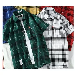 เสื้อเชิ้ตแขนสั้นคอกลมแขนสั้นผ้าใยสังเคราะห์ผู้ชาย 5 สี M-3XL