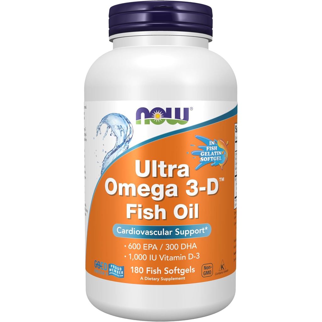 NOW Foods NOW อาหารเสริม Ultra Omega 3-D™, โอเมก้า-3, น้ํามันปลา+วิตามินดี-3, รองรับหลอดเลือดหัวใจ *