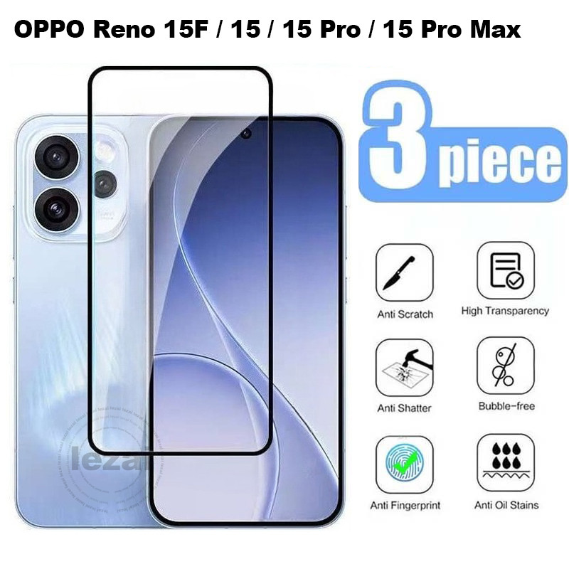 1-3PCS ป้องกันหน้าจอ OPPO Reno 15 Pro 15F 5G Reno15 Pro Reno15Pro Reno15F 5G 2025 กระจกนิรภัยกล้องเลนส์ Protector คลุมทั้งหมดกระจกหน้าจอคาร์บอนไฟเบอร์