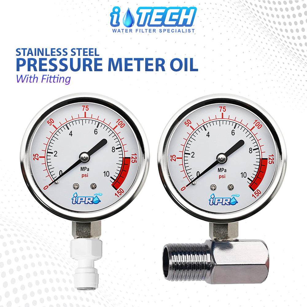 เครื่องวัดน้ํามันแรงดันน้ําสแตนเลส I-TECH 10Bar / 150PSI - ฟิตติ้ง 4FC4/Joint