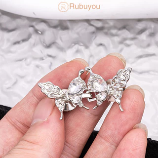 Rubuyou คลิปกระดุมโลหะ รูปผีเสื้อ ถอดออกได้ สําหรับกางเกงยีนส์กระโปรง DIY ตะขอกางเกง สำหรับผู้หญิง-COD💕