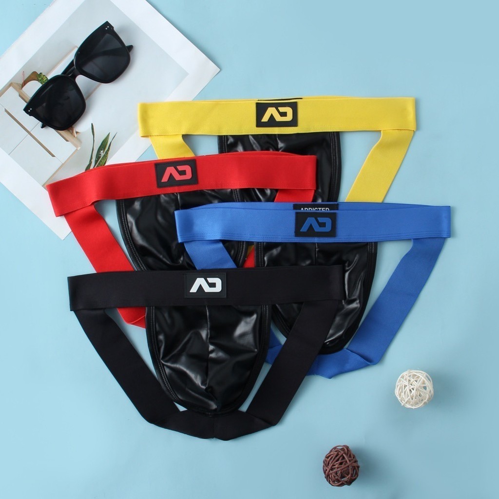 กางเกงในชายสายเซ็กซี่  Addicted  ▶️ทรงjockstrap◀️โชว์ทรง มั่งใจทุกมุม ผ้าหนังเทียม (พร้อมส่งในไทย)