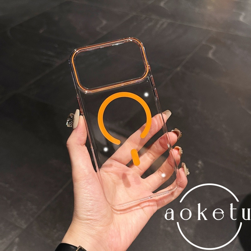 เหมาะสําหรับ ไอโฟน 17 โปรแม็กซ์ เคสโทรศัพท์โปร่งใสสูง แอปเปิล 16น แม่เหล็กดูดบางเฉียบ 15 ง่าย 14 แฟชั่นไม่เหลือง พีซี เคสแข็ง