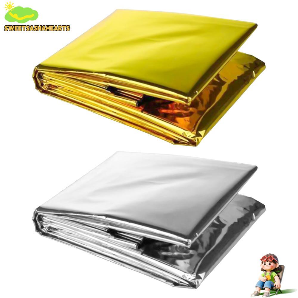 ผ้าห่มฉุกเฉินฟอยล์ Mylar กันน้ํา สะท้อนความร้อน พับเก็บได้ง่าย สําหรับตั้งแคมป์และเดินป่า
