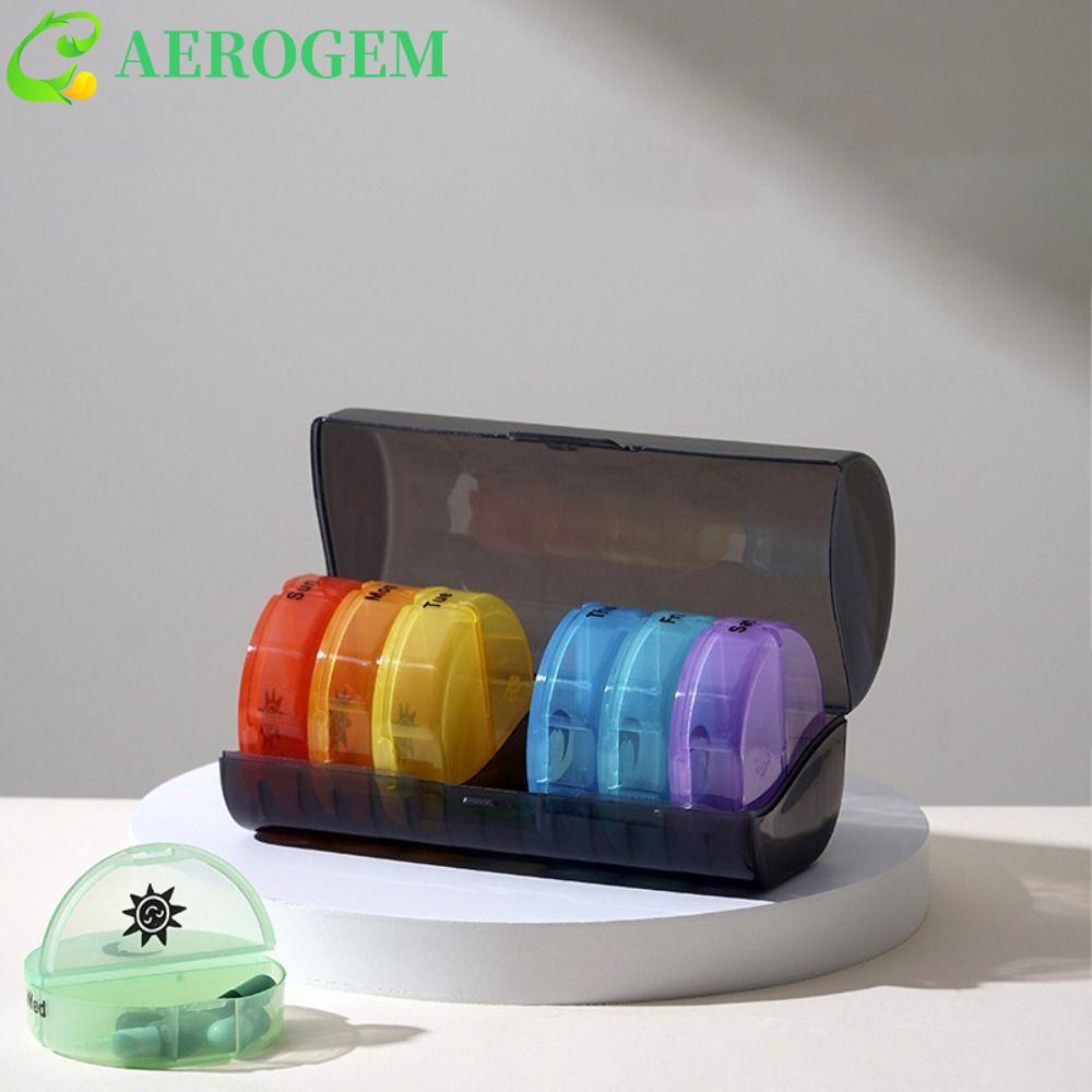 AEROGEM กล่องเก็บวิตามิน, สัปดาห์ Mark Drug Container 7-Day Splitter Pill Organizer, ยาพลาสติกนํากลั