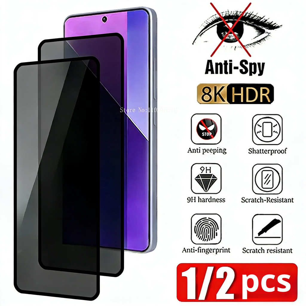 1-2ชิ้นฟิล์มกระจกนิรภัยสําหรับRealme 8s 8i 8 Pro 8Pro 5G 4G Anti Spyความเป็นส่วนตัวขอบสีดําป้องกันหน