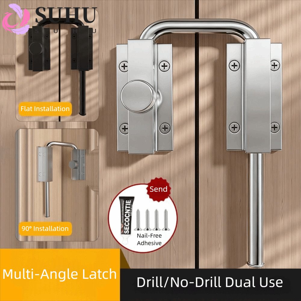 SUHU สลักประตู, สแตนเลสล็อคสลักประตูแบบไม่เจาะรู, ความปลอดภัยหนา 90/180 องศารั้วหัวเข็มขัดป้องกันการโจรกรรม