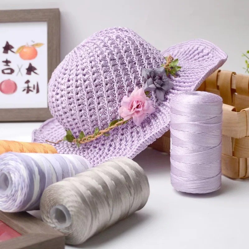 Fine Ice Hemp Wool โครเชต์ diy วัสดุกระเป๋า Hook ฤดูร้อน Sun หมวกกระเป๋ารองเท้าแตะรองเท้าแตะ