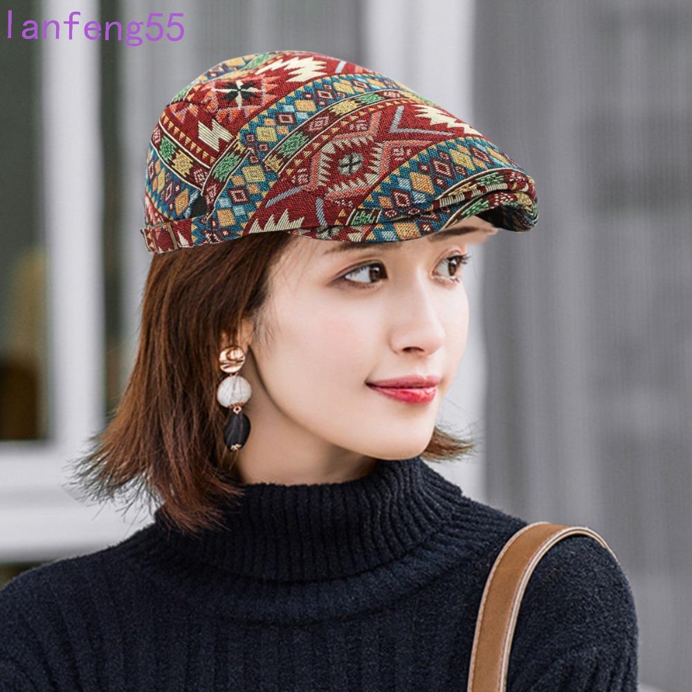 JETTY สไตล์ชาติพันธุ์ Beret, Bohemian Retro หมวก, Geometric Patterned Vintage Newsboy สำหรับผู้ชายแล