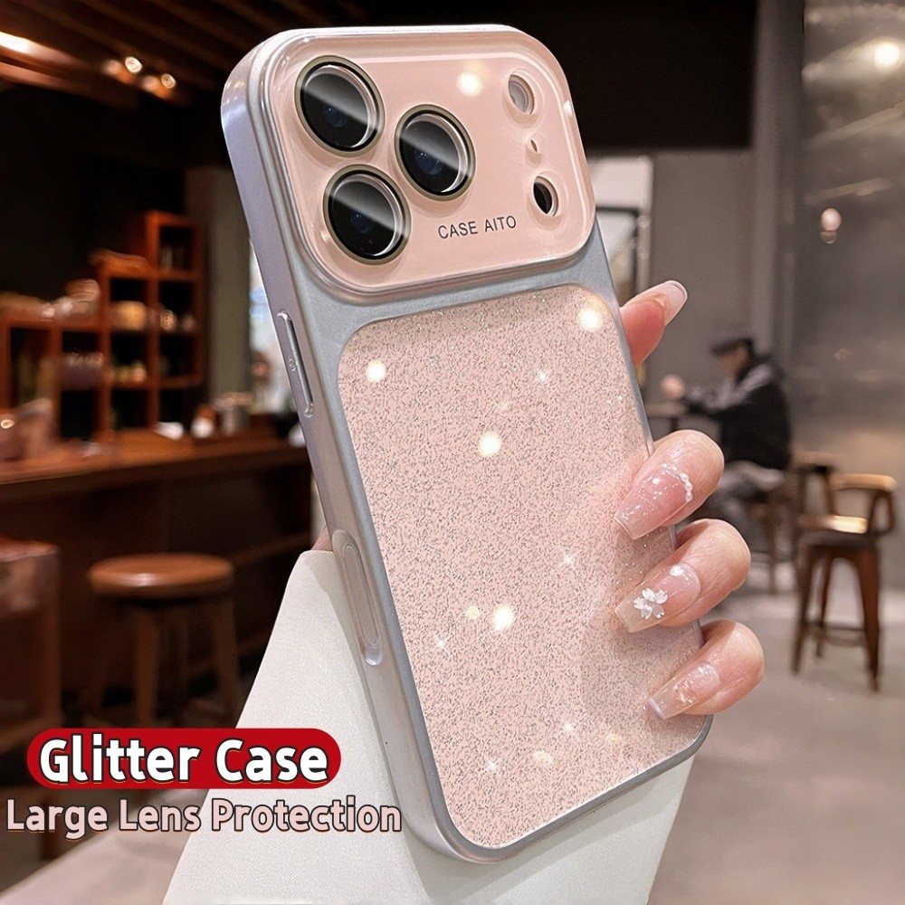 แวววาว เงาขนาดใหญ่เลนส์ป้องกันเคสโทรศัพท์สําหรับ ไอโฟน 17 มือโปร สูงสุด 13 14 15 16 มือโปร สูงสุด คริสตัลกว้างป้องกันกล้องกันกระแทกกันชนฮาร์ดปก