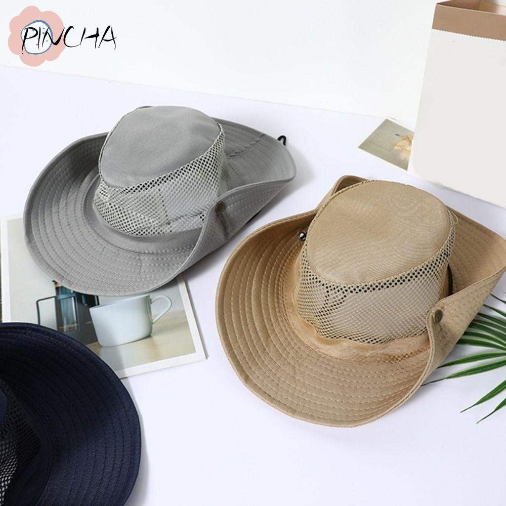 PINCHA หมวกบักเก็ต ตาข่ายระบายอากาศแห้งเร็ว กันน้ำ ปีกกว้าง สำหรับหน้าร้อน