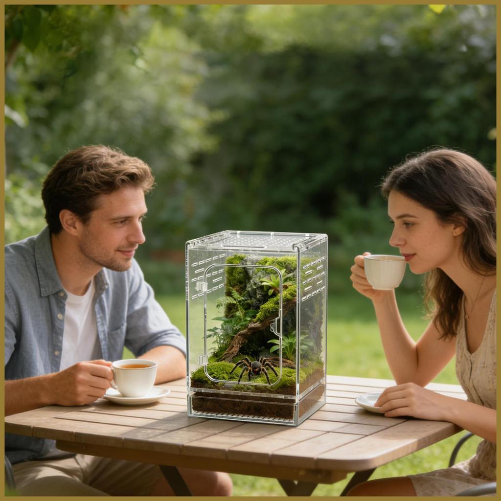 กระโดด Spider Habitat Breathable สบายอะคริลิคใส Mantis Habitat กบ Enclosure สําหรับ Lizards ขนาดเล็ก
