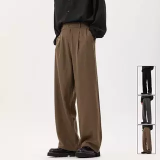 MNO.9 Pants X218 กางเกงสแล็ค ขายาว ขาปล่อย เอวสม็อค แฟชั่นชาย Man Clothing สีดำ เทา และกาแฟ