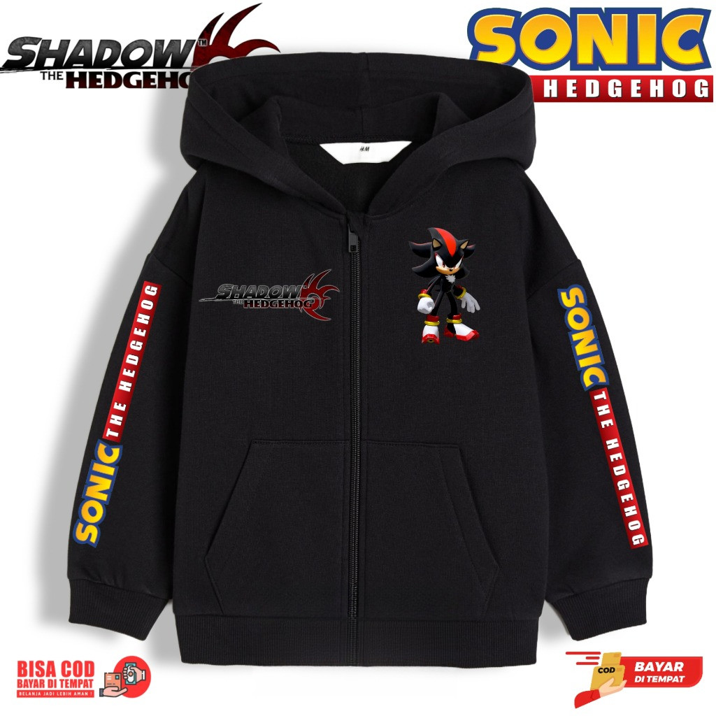 Sonic The Hedgehog Shadow เสื้อฮู้ดมีซิปสําหรับเด็ก / เสื้อแจ็คเก็ตเด็ก Shadow The Hedgehog