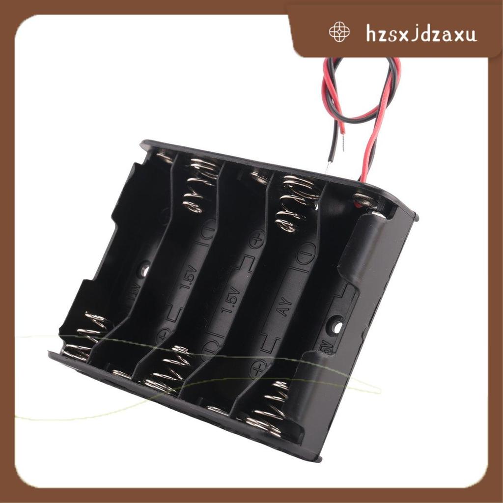 hzsxjdzaxu5 x 1.5V AA Battery Slot Holder Case Box Wire Black
