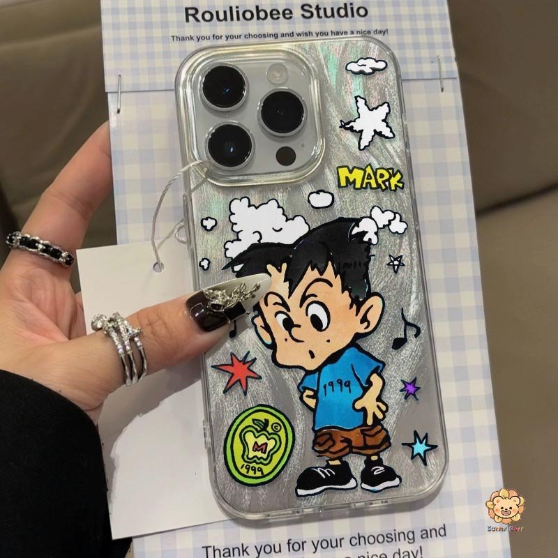 NCT การ์ตูน น่ารัก MARK หรูหราเลเซอร์ไล่โทนสีเงินเคสโทรศัพท์เข้ากันได้สําหรับiPhone 17 Pro Max 16 15 14 13 12 11 Pro Max X XS XR 7 8 Plus Air