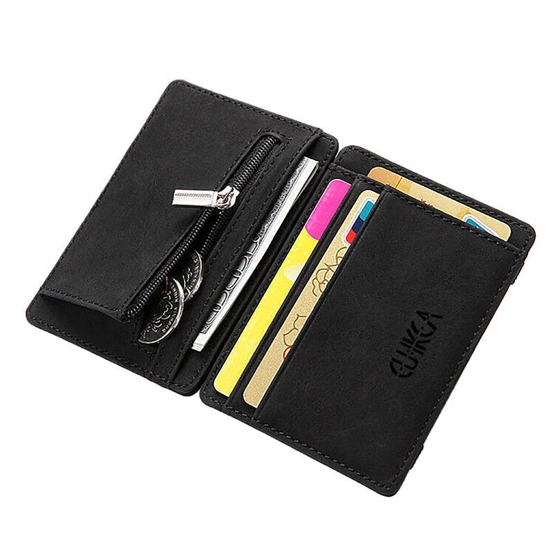 [MAKY] Flip Creative Mens Wallet PU Card Holder Mens Coin Purse Short Zipper Wallet Card Holder TH