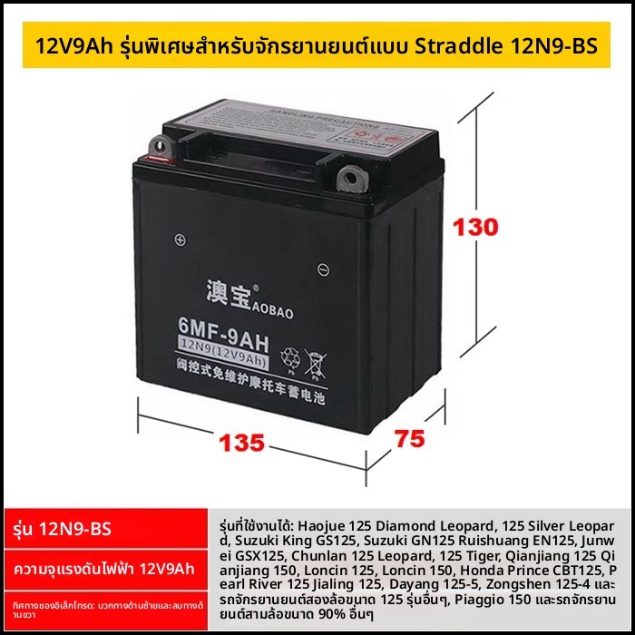 แบตเตอรี่แห้งมอเตอร์ไซค์ Zongshen Piaggio CITYFLY150 FLY125 FLY50 WEEK8