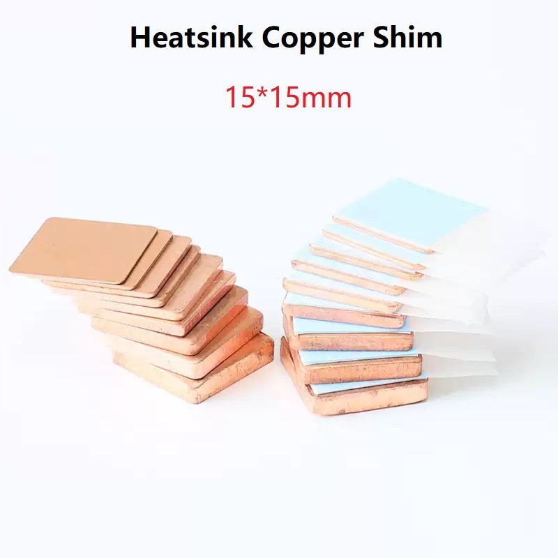 15*15 มม.ฮีทซิงค์ทองแดง Shim แผ่นความร้อนสําหรับแล็ปท็อป IC Chipset GPU CPU กาว (3M8810) / ไม่ใช่กาว