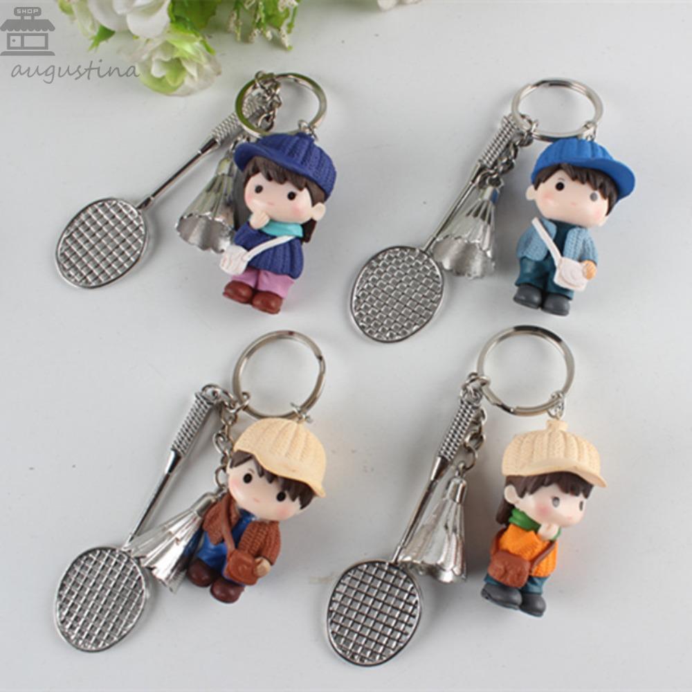 AUGUSTINA พวงกุญแจแบดมินตันเด็ก PVC ลายลูกขนไก่กีฬา Kawaii น่ารัก มินิ จี้ของขวัญ