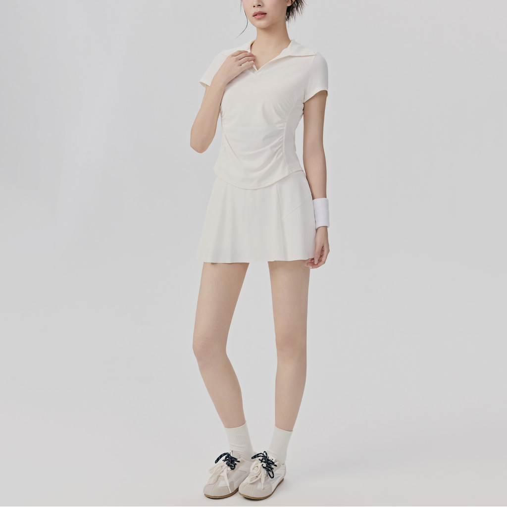 CANNA - ชุดกีฬาผู้หญิงคอปก เสื้อกีฬาหรือกระโปรงเทนนิส Padel Golf SANELLE