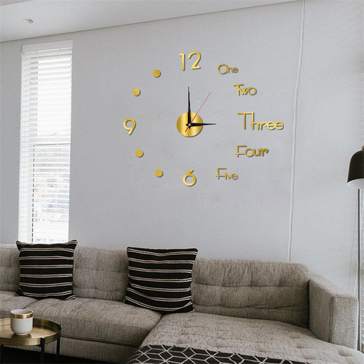 นาฬิกาแขวน 3D สร้างสรรค์นาฬิกาแขวนอะคริลิค DIY เงียบสติ๊กเกอร์ติดผนังนาฬิกาตกแต่งบ้าน ราคา ถูกที่สุด ดีลบีเคเค แกลเลอรีภาพที่ 2