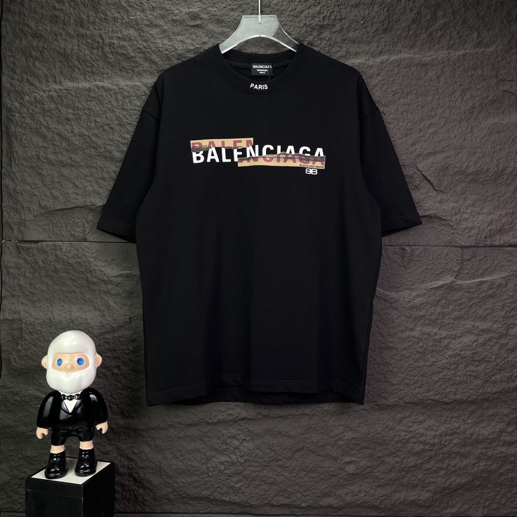 0OXB B-LG  Overlapping letter print short sleeve shirt T T-shirt for Men and Women