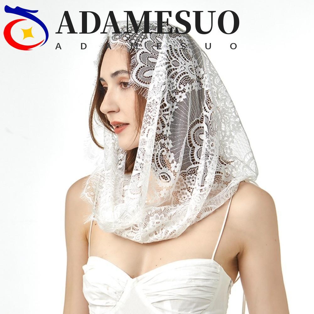 ADAMESUO Veil ลูกไม้ สีดำสีขาว สไตล์สเปน สำหรับเจ้าสาวและแฟชั่น