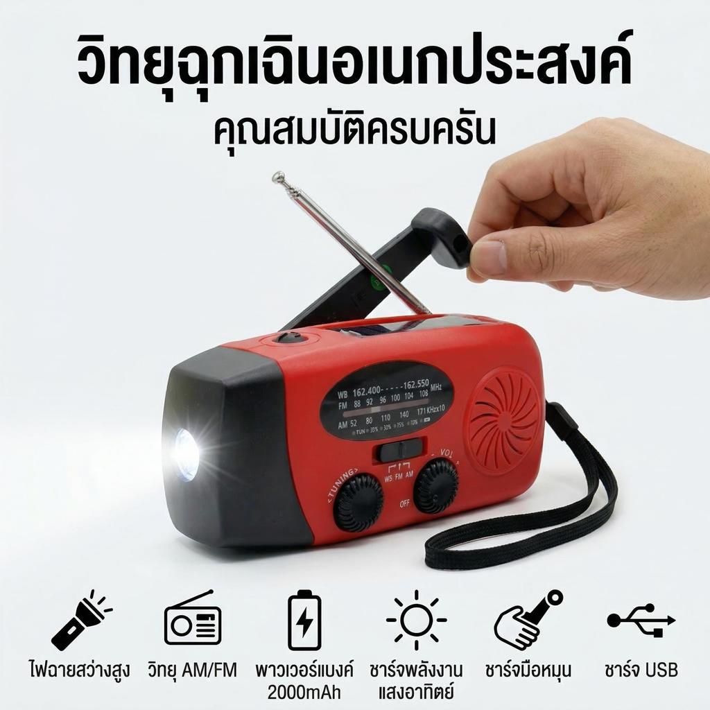 วิทยุมือหมุนฉุกเฉินพร้อมไฟฉาย LED สําหรับวิทยุสภาพอากาศแบบพกพาฉุกเฉินสําหรับ Camping Outdoors วิทยุฉุกเฉิน gafds