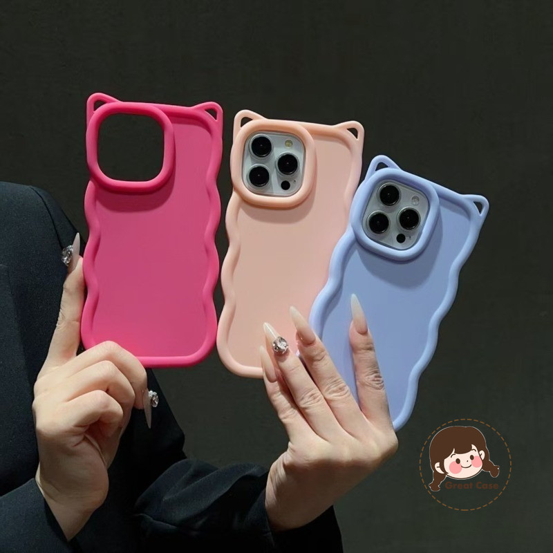 หูแมวน่ารัก 3D คลื่นเคสโทรศัพท์สําหรับ Vivo T4X T4 T3X T3 Lite T2X T2 Pro Y95 Y93 Y91 Y91C Y12 Y12A 