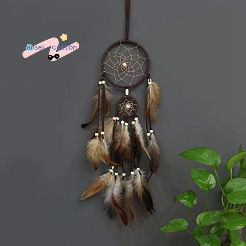 Dream Catcher สีน้ําตาลตกแต่ง Dream Catcher ห้องนั่งเล่น Dream Catcher สําหรับแขวนผนัง ตกแต่ง เทศกาล