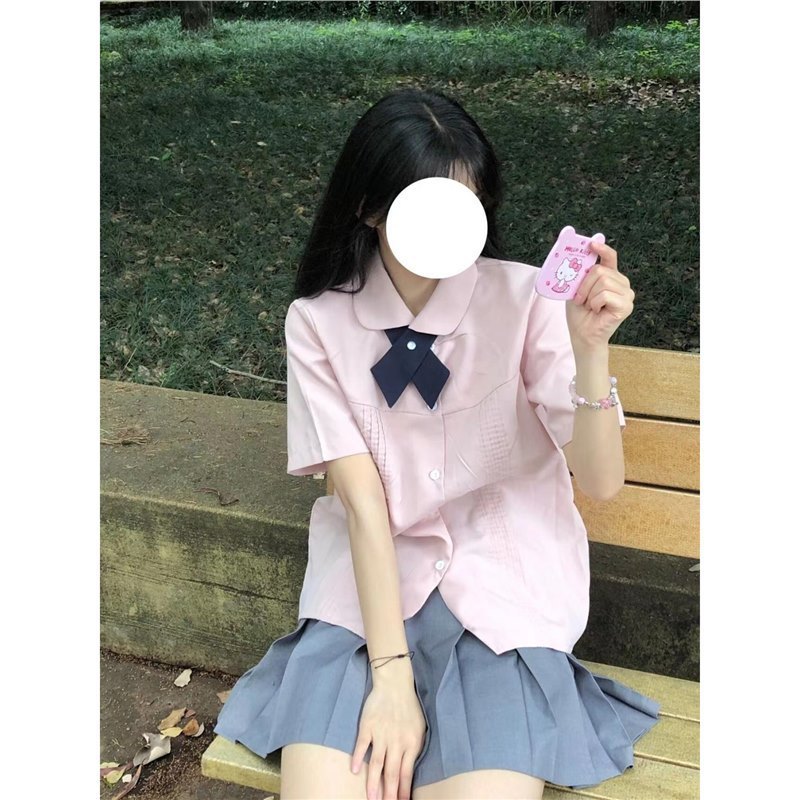Jk Uniform Preppy Style Suit Short-Sleeved jk Shirt Top Female Youthful Vitality กระโปรงสามชิ้น