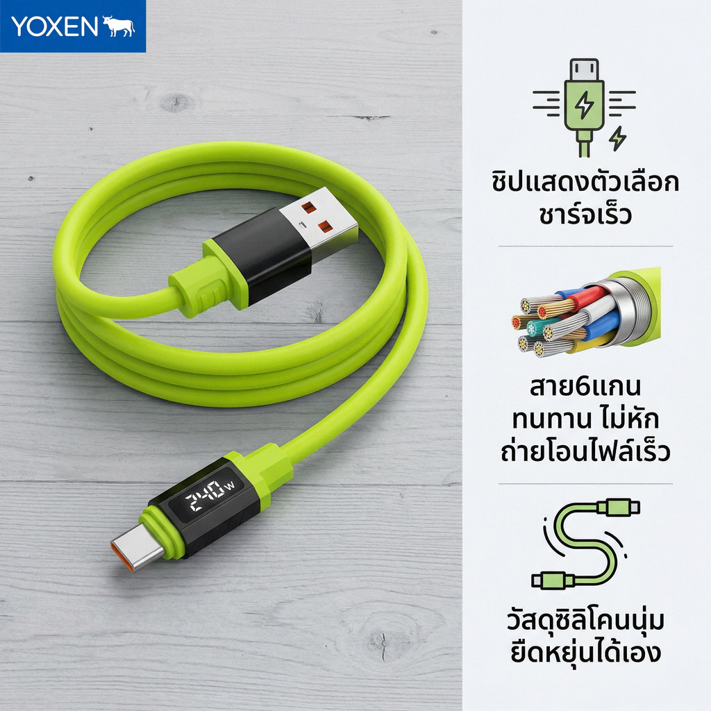 สายUSB C 240W ชาร์จเร็วสุดแรง หัวตรงและหัวโค้ง ถักเปียพรีเมียมทนทาน กันขาด ใช้ในรถยนต์ได้ รองรับทุกระบบชาร์จไว (PD/QC/SCP/VOOC) รองรับRealme โทรศัพท์มือถือทุกรุ่น