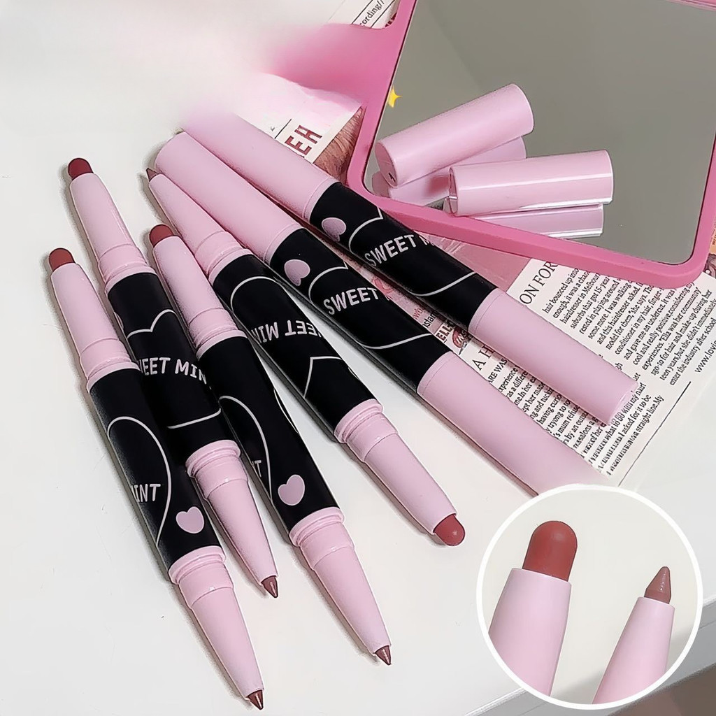 pink-girl:สไตล์ใหม่: ลิปสติก-ด้านหนึ่งเป็นลิปสติก ดินสอเขียนขอบปาก-ราคาไม่แพงและมีหลายสีให้เลือก-CA7721