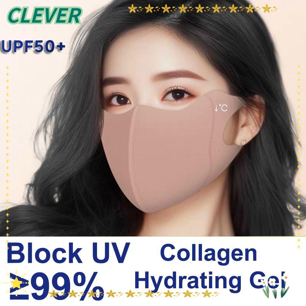 CLEVER 1 ชิ้น Anti-UV Face, ผ้าไหมน้ําแข็ง Hydrating Gel คอลลาเจน Face Shield, แฟชั่น UPF50 + Sun Pr