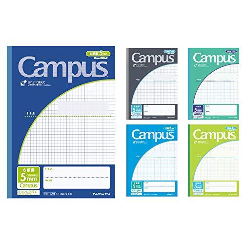 KOKUYO Campus Notebook  B5  5mm Grid  10mm Solid Lines  5-Color Blue Pack  No. 30S10-5X5B【Direct fro