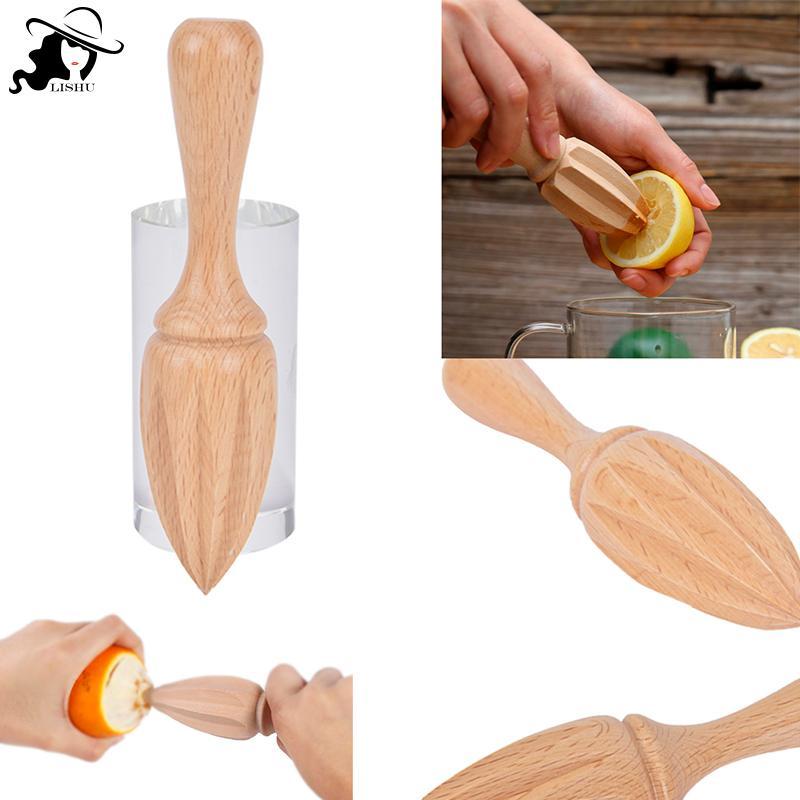 LISHU ไม้มะนาว Squeezer Hand Press Juicer ผลไม้สีส้ม Citrus Extractor Reamers th