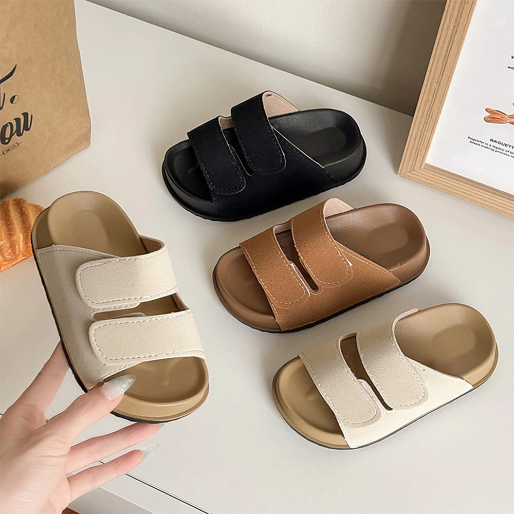 [พร้อมส่งในไทย] รองเท้าแตะสไลด์ Velcro สําหรับเด็ก, รองเท้าแตะฤดูร้อนพื้นนุ่มกันลื่น